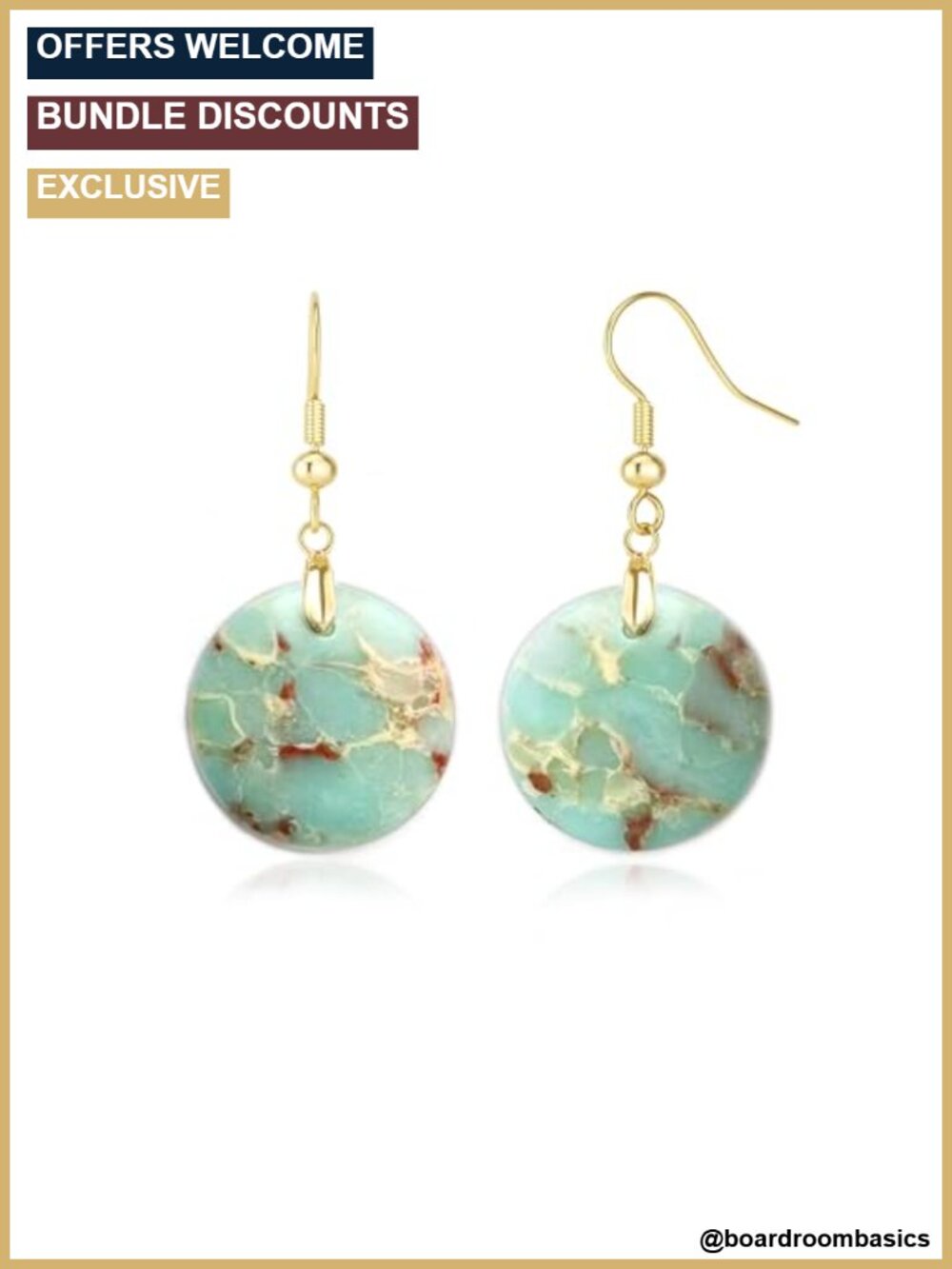 18K Gold Plated Gemstone Dangle Earrings